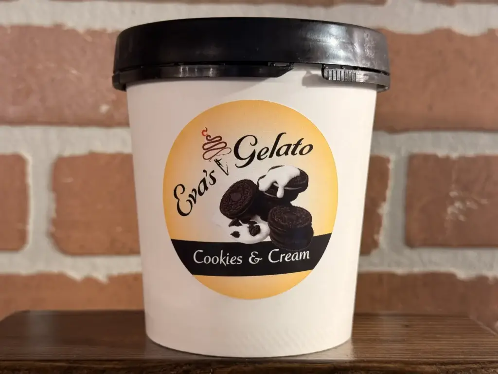 a pint of cookies and cream gelato ice cream